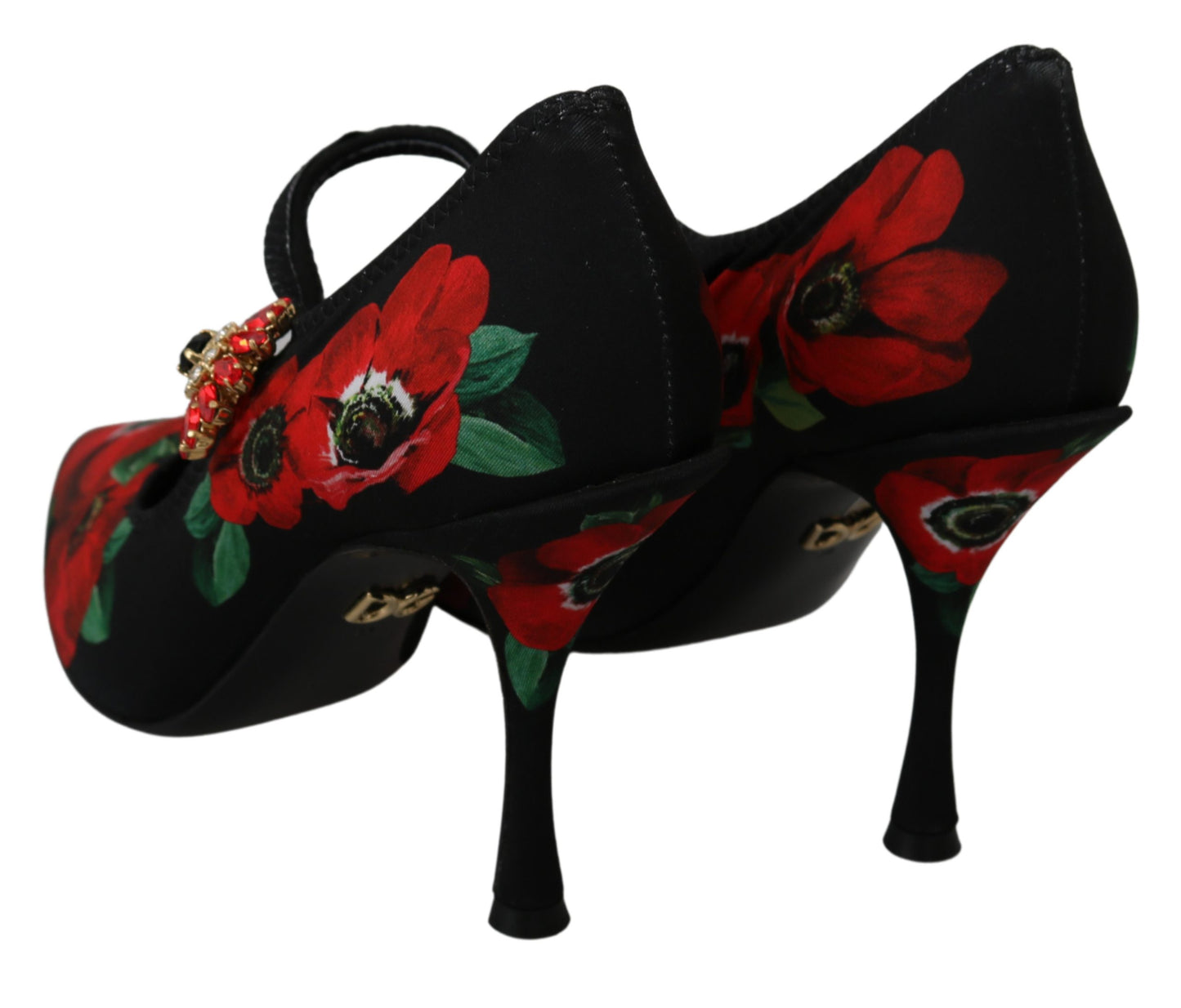 Dolce & Gabbana Black Red Floral Mary Janes Pumps Shoes - DEA STILOSA MILANO