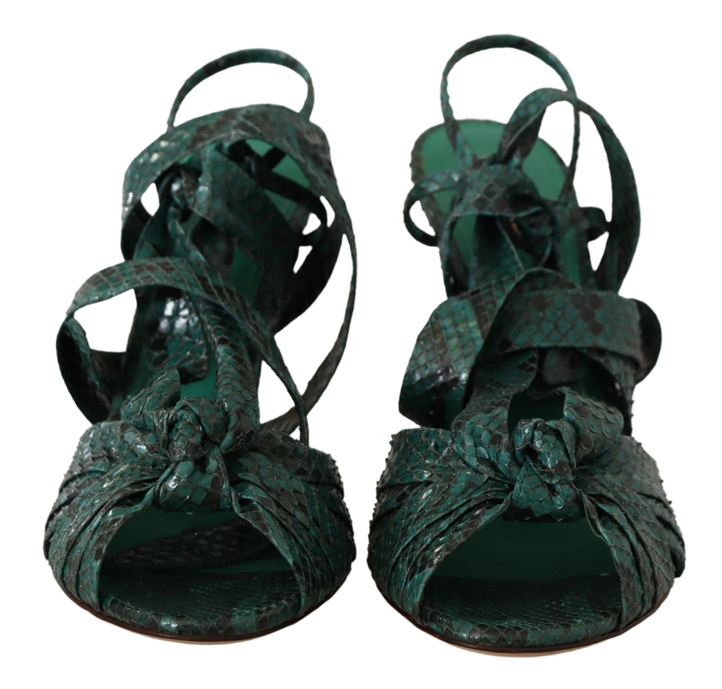 Dolce & Gabbana Green Python Strap Sandals Heels Shoes - DEA STILOSA MILANO