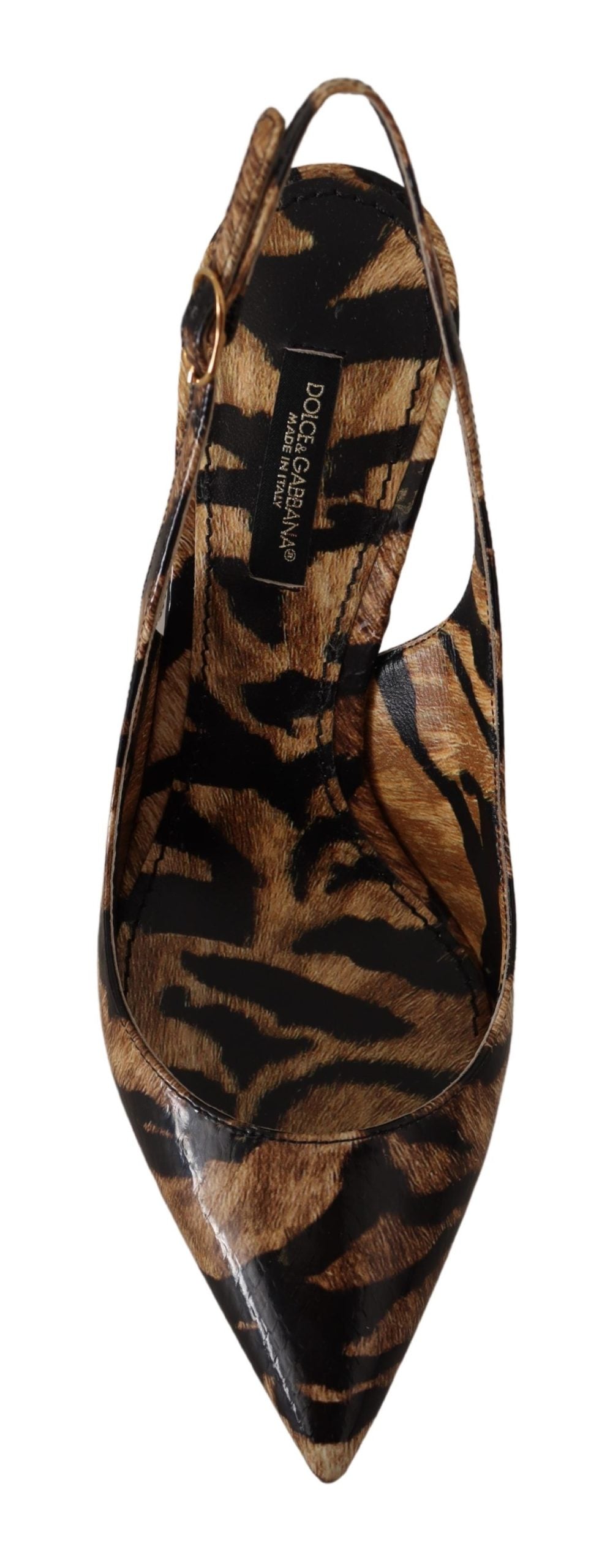 Dolce & Gabbana Brown Slingbacks Leather Tiger Shoes - DEA STILOSA MILANO