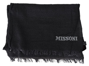 Missoni Black Wool Knit Unisex Neck Wrap Scarf - DEA STILOSA MILANO