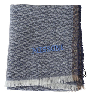 Missoni Gray Striped Wool Unisex Neck Wrap Fringes Scarf - DEA STILOSA MILANO