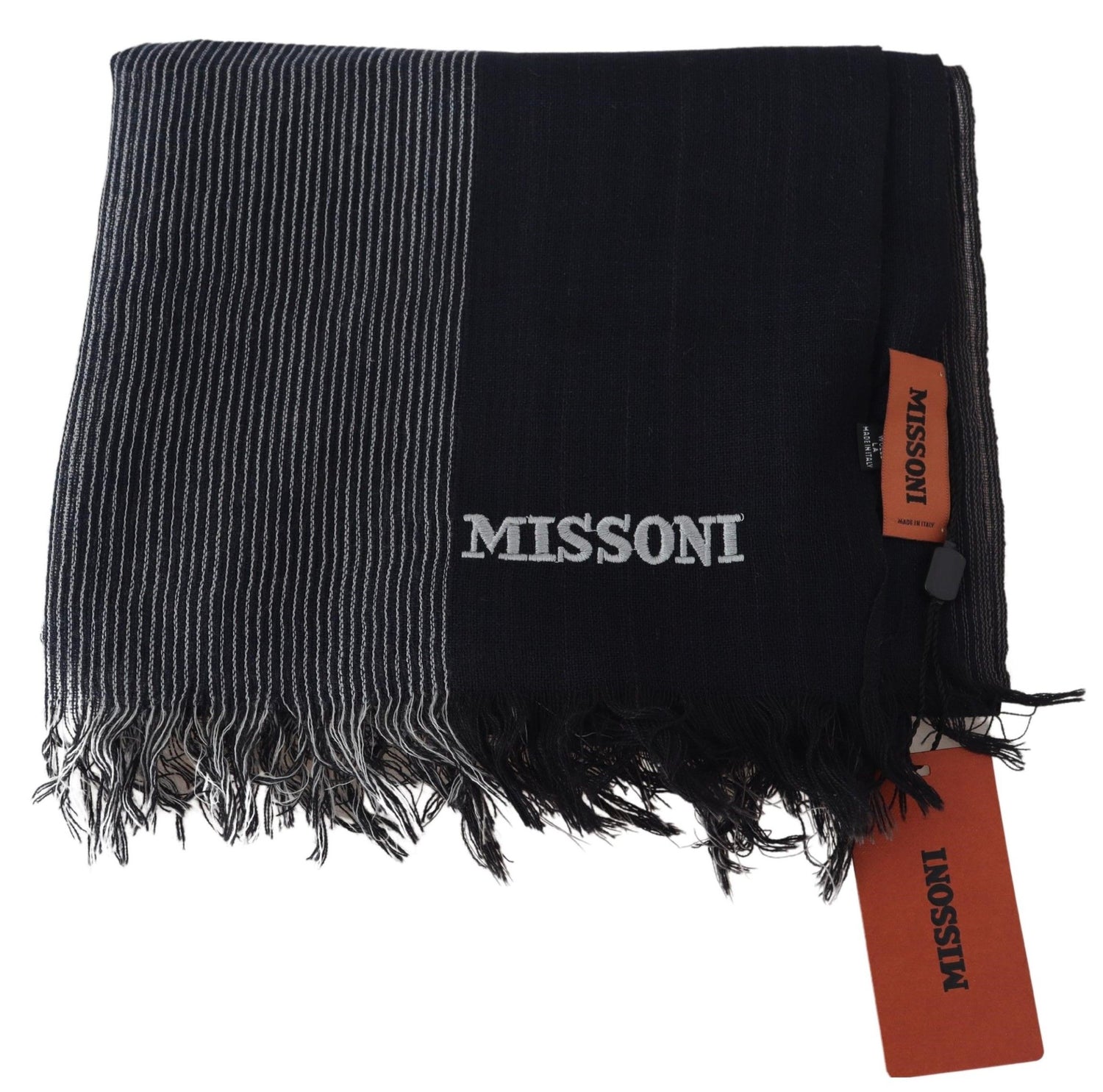 Missoni Black Striped Wool Unisex Neck Wrap Scarf - DEA STILOSA MILANO
