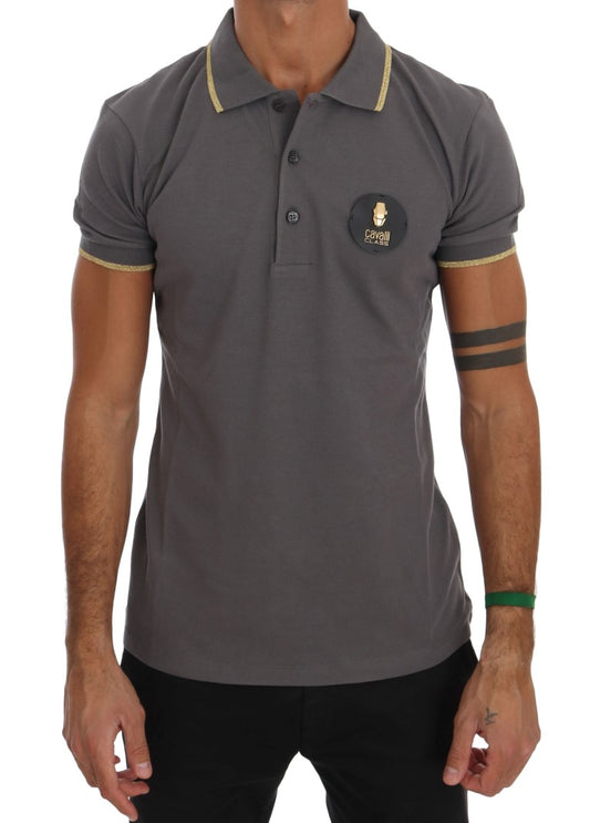 Roberto Cavalli Gray Collared Short Sleeve T-shirt - DEA STILOSA MILANO