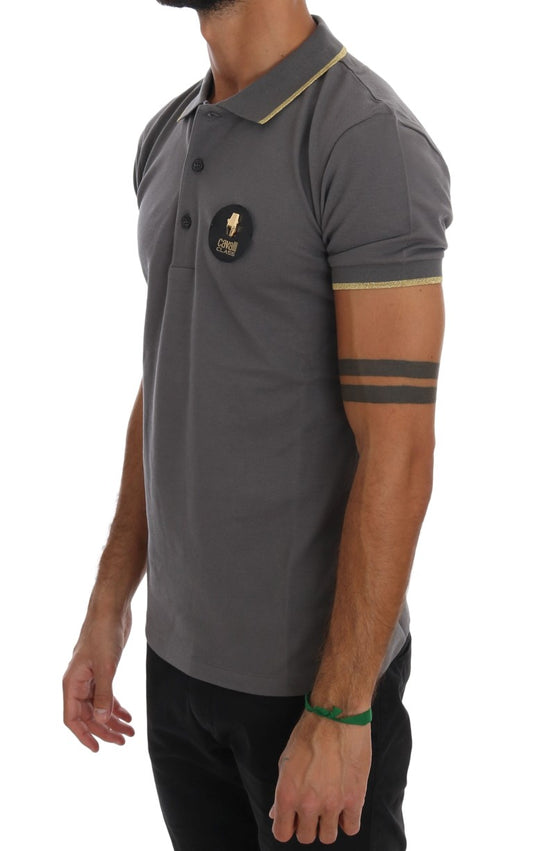 Roberto Cavalli Gray Collared Short Sleeve T-shirt - DEA STILOSA MILANO