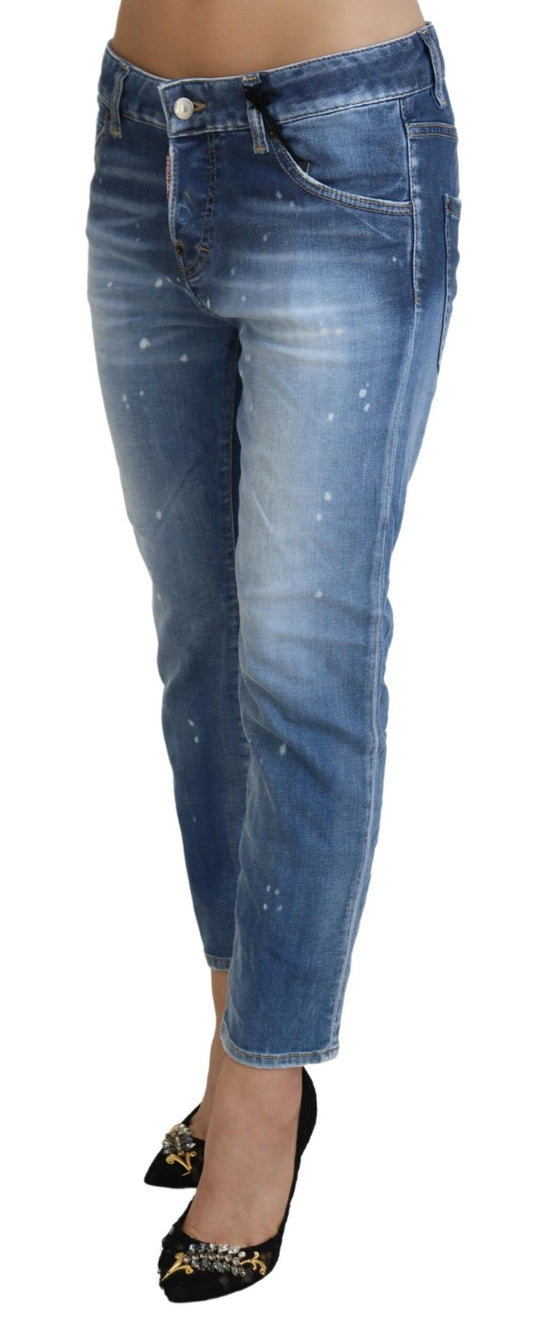 Dsquared² Blue Cotton Low Waist Cropped Denim Cool Girl Jeans - DEA STILOSA MILANO