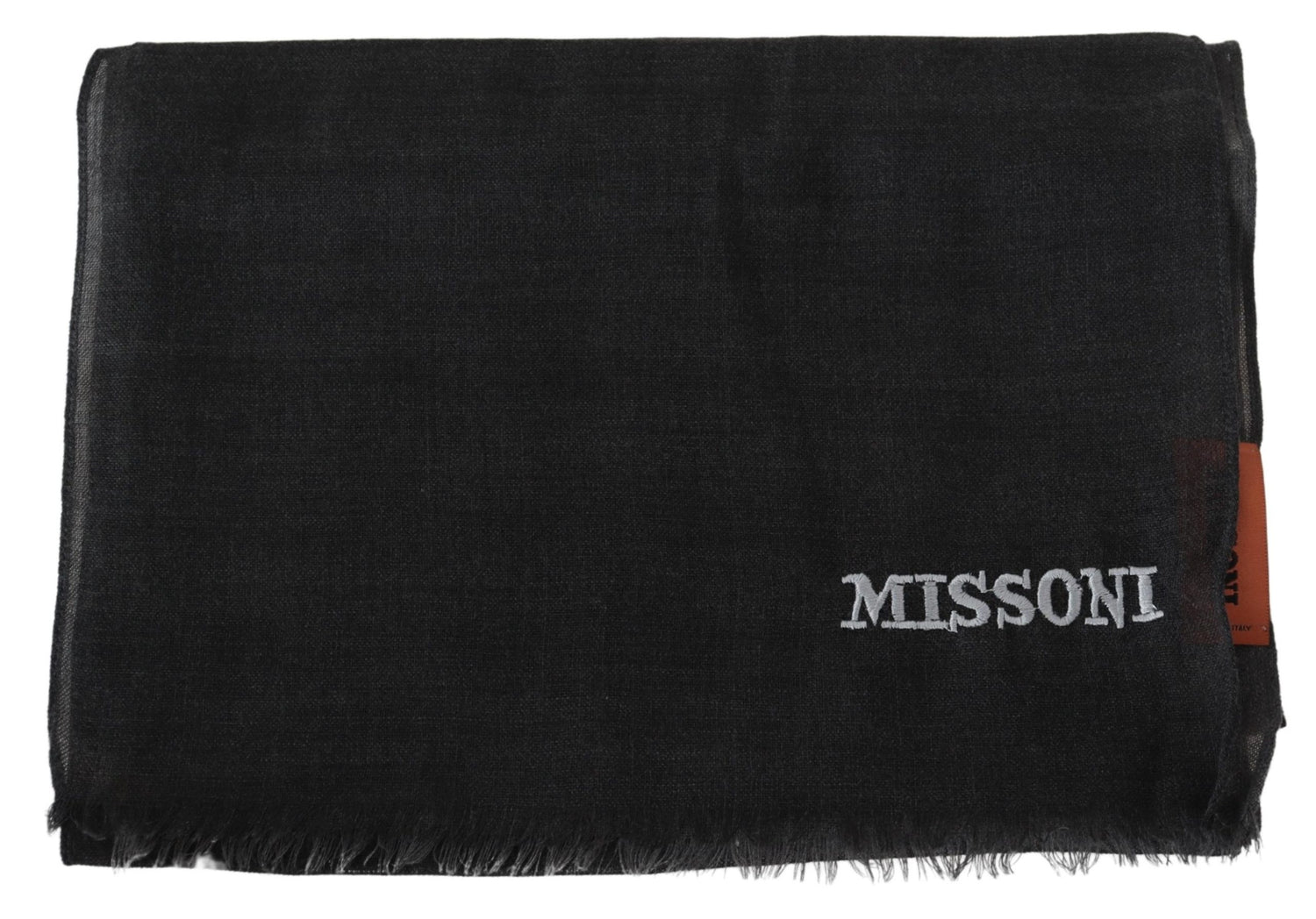 Missoni Gray Wool Unisex Neck Wrap Shawl Fringes Logo Scarf - DEA STILOSA MILANO
