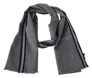 Missoni Gray Stripes Pattern 100% Wool Unisex Neck Wrap Scarf - DEA STILOSA MILANO