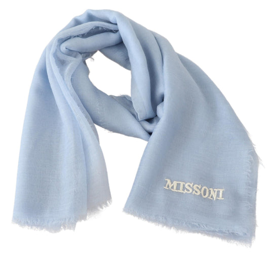 Missoni Light Blue Cashmere Unisex Neck Wrap Scarf - DEA STILOSA MILANO