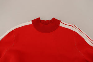 GCDS Red Wool Logo Printed Crew Neck Men Pullover Sweater - DEA STILOSA MILANO