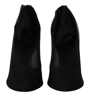 Dolce & Gabbana Black Tulle Stretch Boots Pumps Shoes - DEA STILOSA MILANO