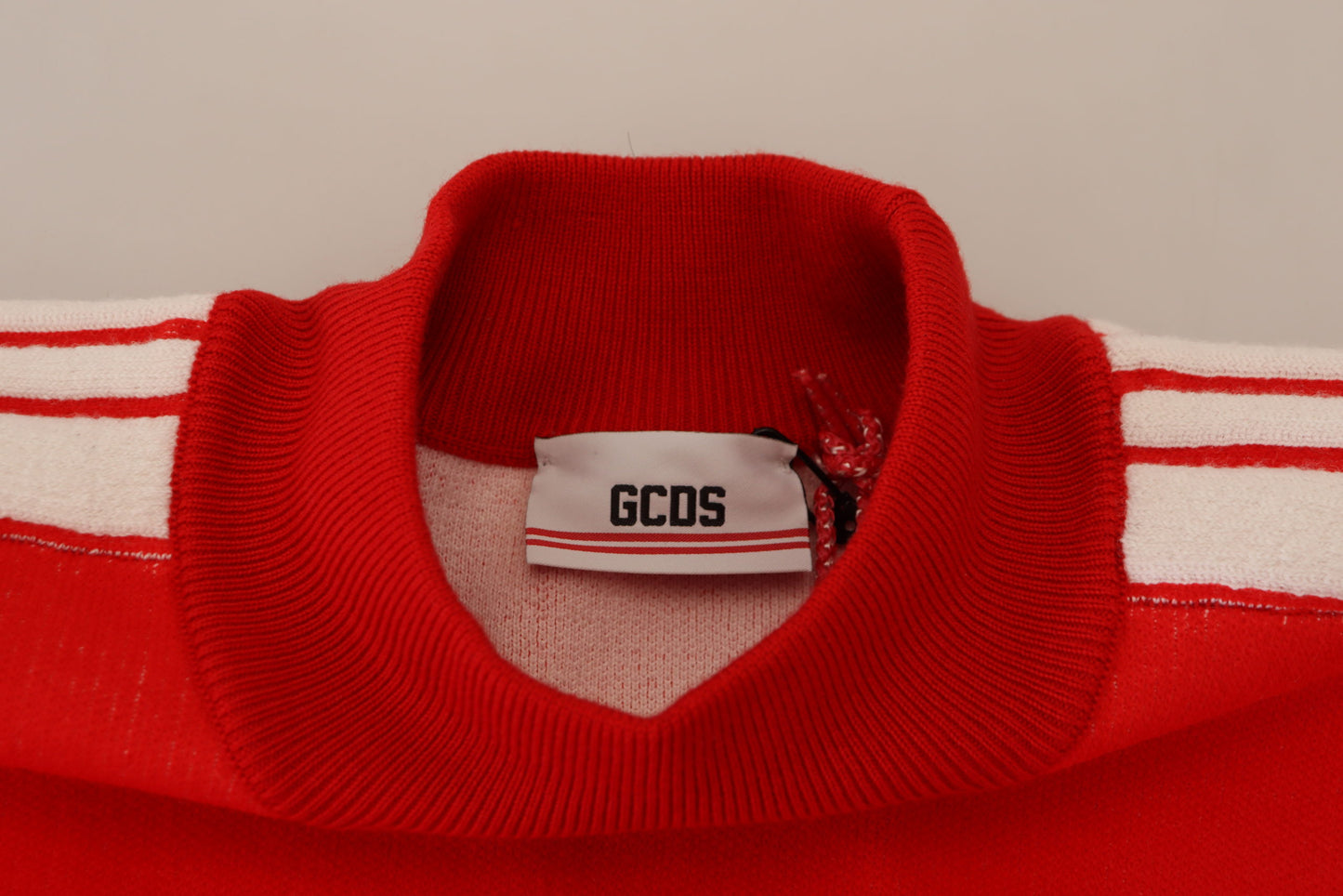 GCDS Red Wool Logo Printed Crew Neck Men Pullover Sweater - DEA STILOSA MILANO