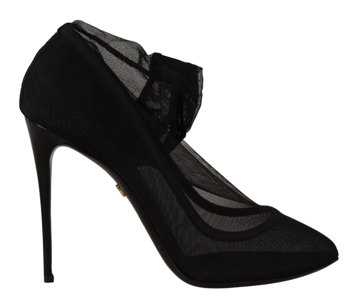 Dolce & Gabbana Black Tulle Stretch Boots Pumps Shoes - DEA STILOSA MILANO