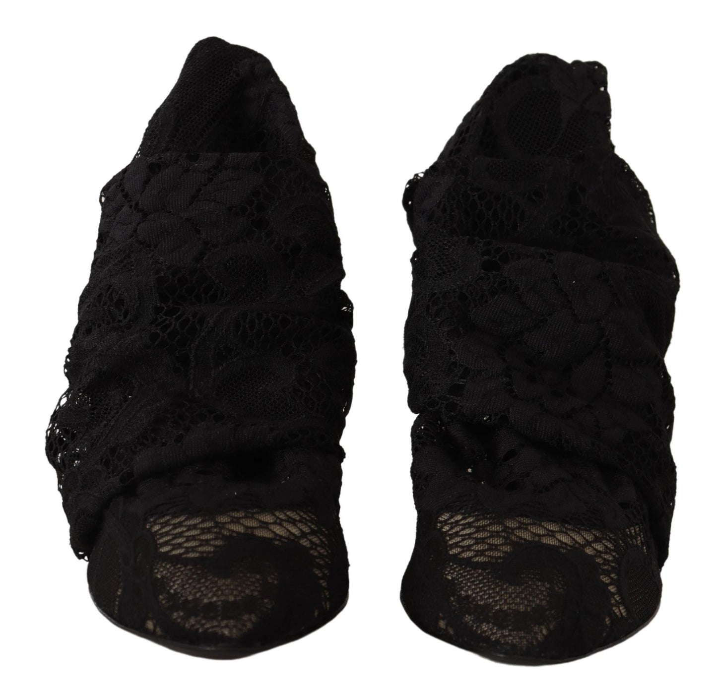 Dolce & Gabbana Black Stretch Socks Taormina Lace Boots Shoes - DEA STILOSA MILANO