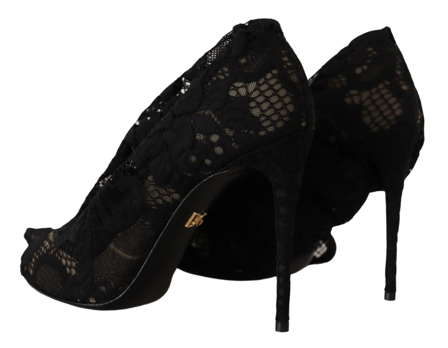 Dolce & Gabbana Black Stretch Socks Taormina Lace Boots Shoes - DEA STILOSA MILANO