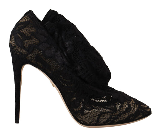 Dolce & Gabbana Black Stretch Socks Taormina Lace Boots - DEA STILOSA MILANO