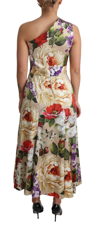 Dolce & Gabbana Print Silk Stretch One Shoulder Dress Floral - DEA STILOSA MILANO