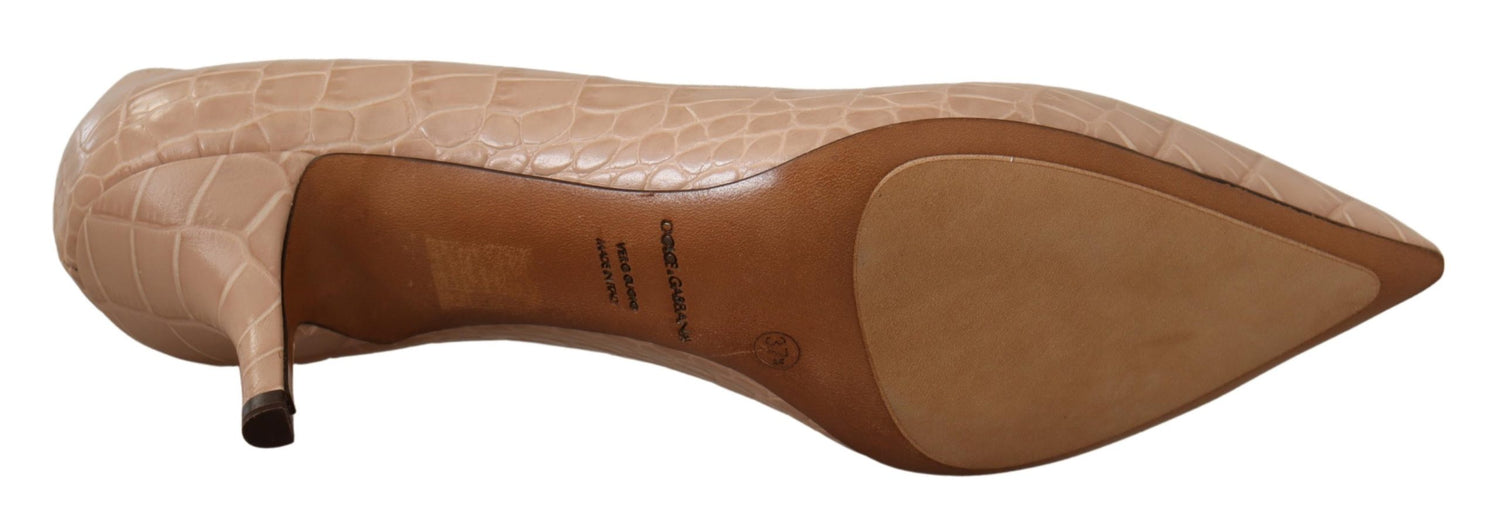 Dolce & Gabbana Beige Leather Pointed Heels Pumps Shoes - DEA STILOSA MILANO