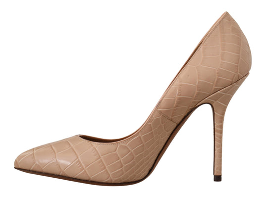 Dolce & Gabbana Beige Leather Bellucci Heels Pumps Shoes - DEA STILOSA MILANO