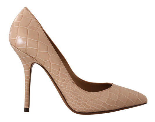 Dolce & Gabbana Beige Leather Bellucci Heels Pumps Shoes - DEA STILOSA MILANO