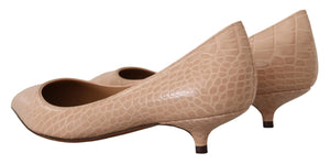 Dolce & Gabbana Beige Leather Kitten Heels Pumps Shoes - DEA STILOSA MILANO