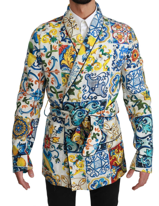 Dolce & Gabbana Majolica Brocade Linen Robe Coat Jacket - DEA STILOSA MILANO