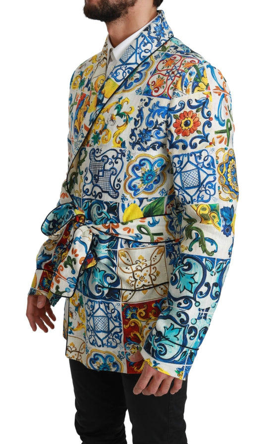 Dolce & Gabbana Majolica Brocade Linen Robe Coat Jacket - DEA STILOSA MILANO