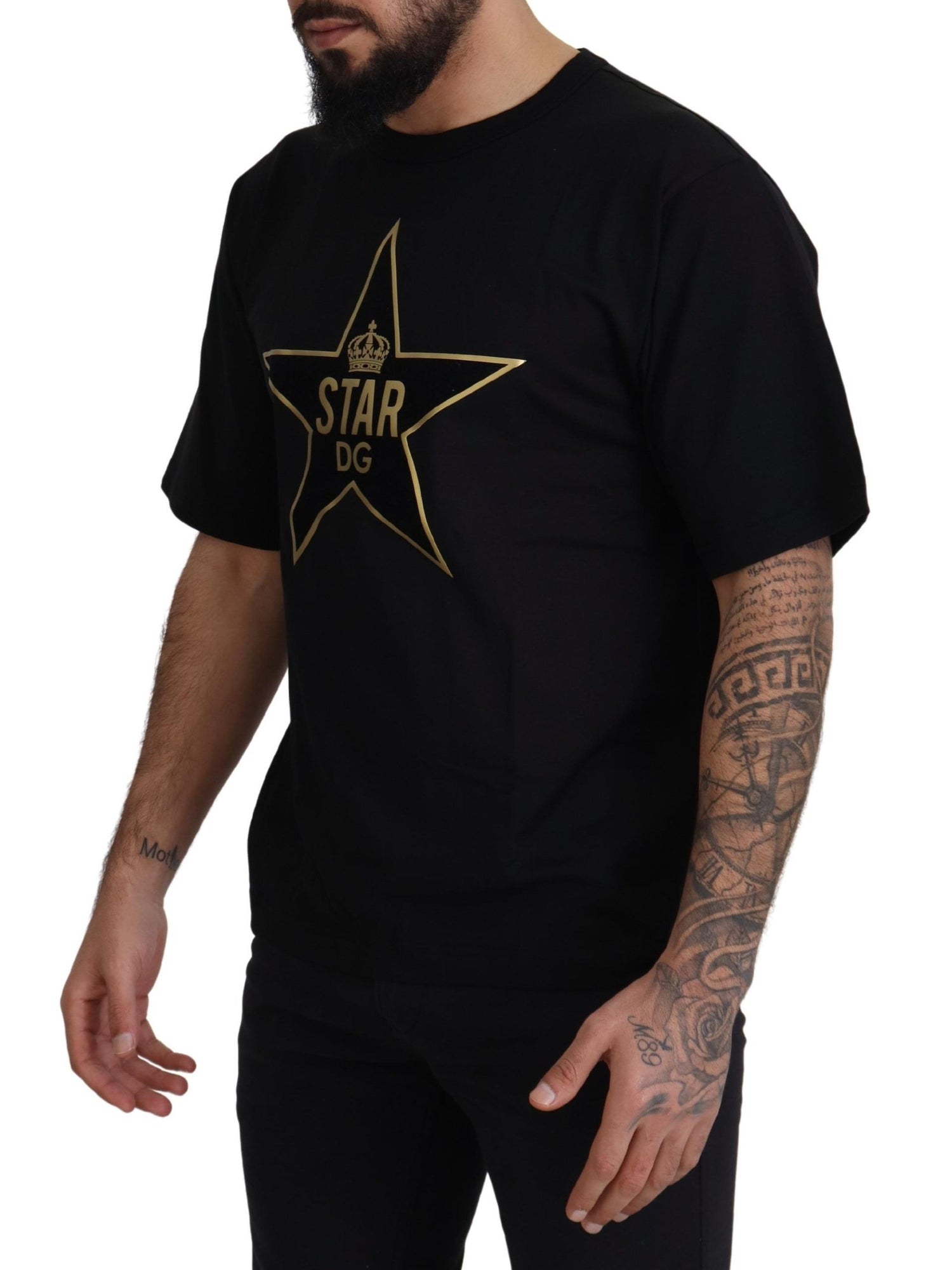Dolce & Gabbana Black Gold STAR Crown DG Cotton Crewneck T-shirt - DEA STILOSA MILANO