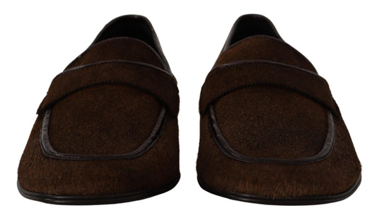 Dolce & Gabbana Shoes Dress Loafers Brown Leather Slip Shoes - DEA STILOSA MILANO