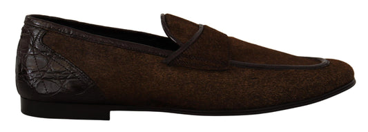 Dolce & Gabbana Shoes Dress Loafers Brown Leather Slip Shoes - DEA STILOSA MILANO