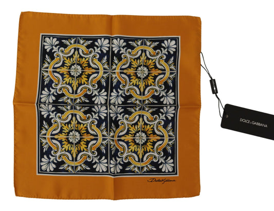 Dolce & Gabbana Orange Majolica Pattern Square Handkerchief Scarf - DEA STILOSA MILANO