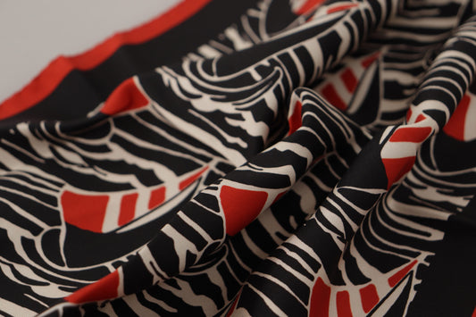 Dolce & Gabbana Black Red Sailboat Square Handkerchief Silk Scarf - DEA STILOSA MILANO