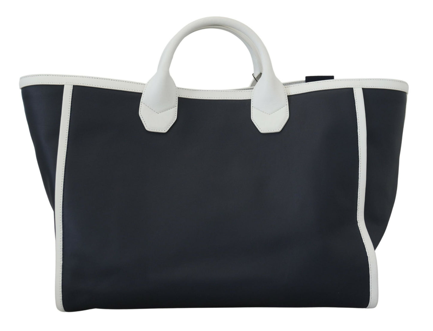 Dolce & Gabbana White Blue Leather Shopping Tote Bag - DEA STILOSA MILANO