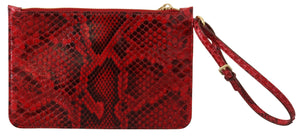 Dolce & Gabbana Red Leather Ayers Clutch Purse Wristlet Hand - DEA STILOSA MILANO