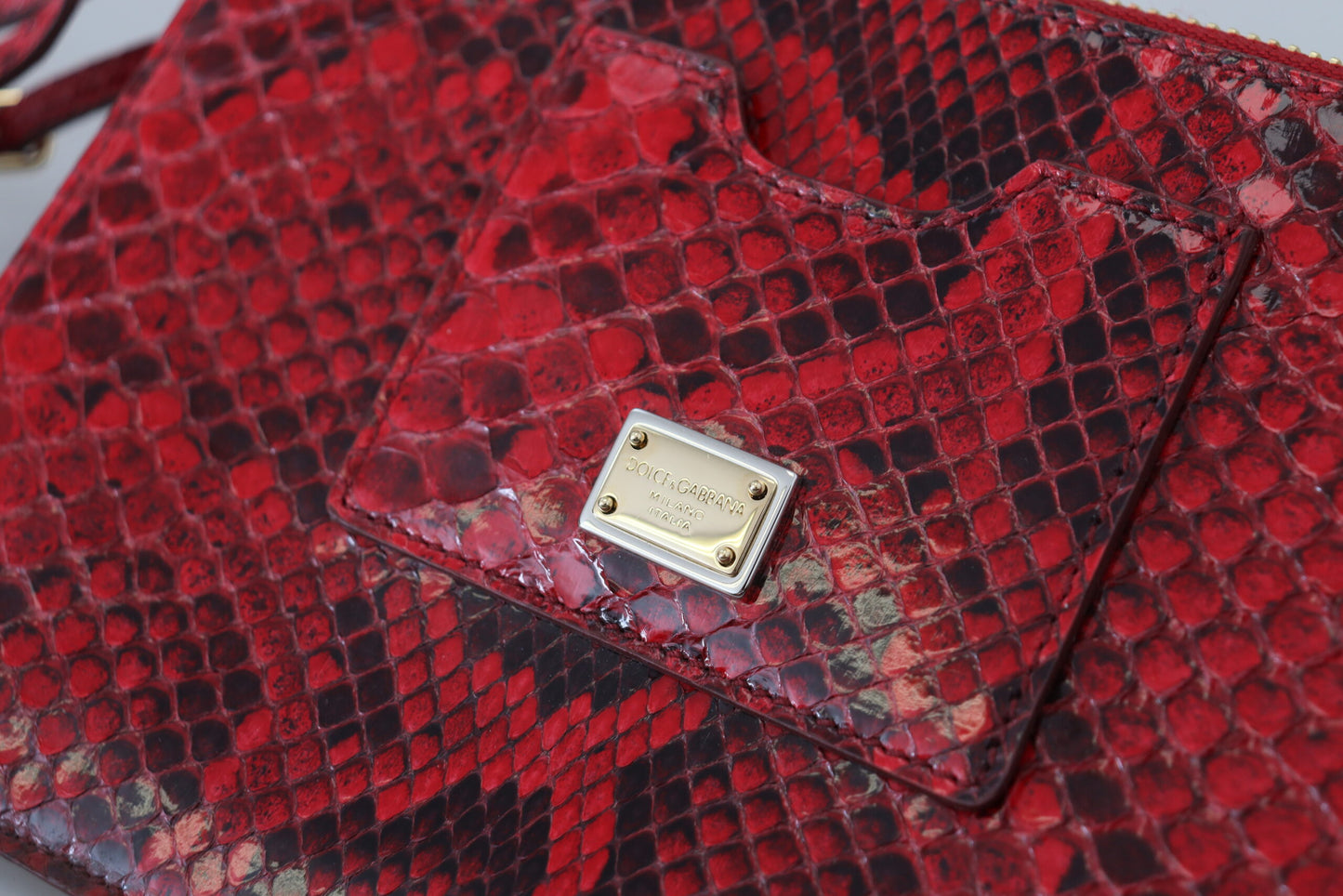 Dolce & Gabbana Red Leather Ayers Clutch Purse Wristlet Hand - DEA STILOSA MILANO