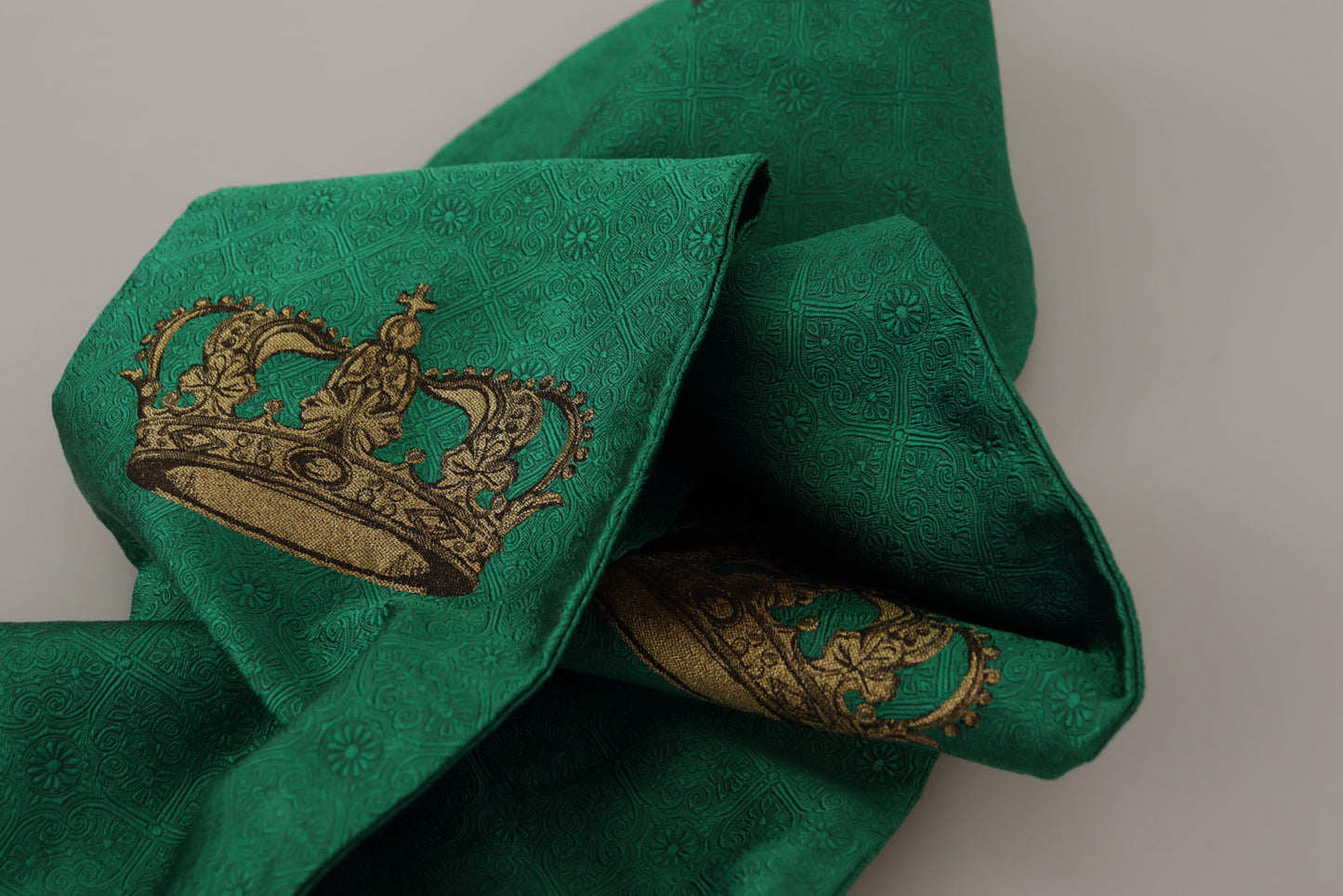 Dolce & Gabbana Green Crown Embroidered Shawl Fringe Blend Silk - DEA STILOSA MILANO