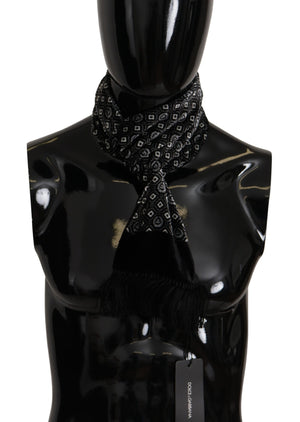 Dolce & Gabbana Black Geometric Patterned Shawl Wrap Fringe Scarf - DEA STILOSA MILANO