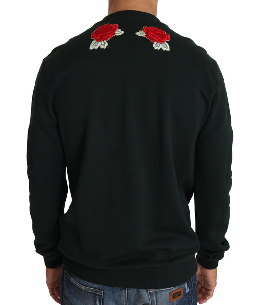 Dolce & Gabbana Green Crystal Heart Roses Gun Sweater - DEA STILOSA MILANO