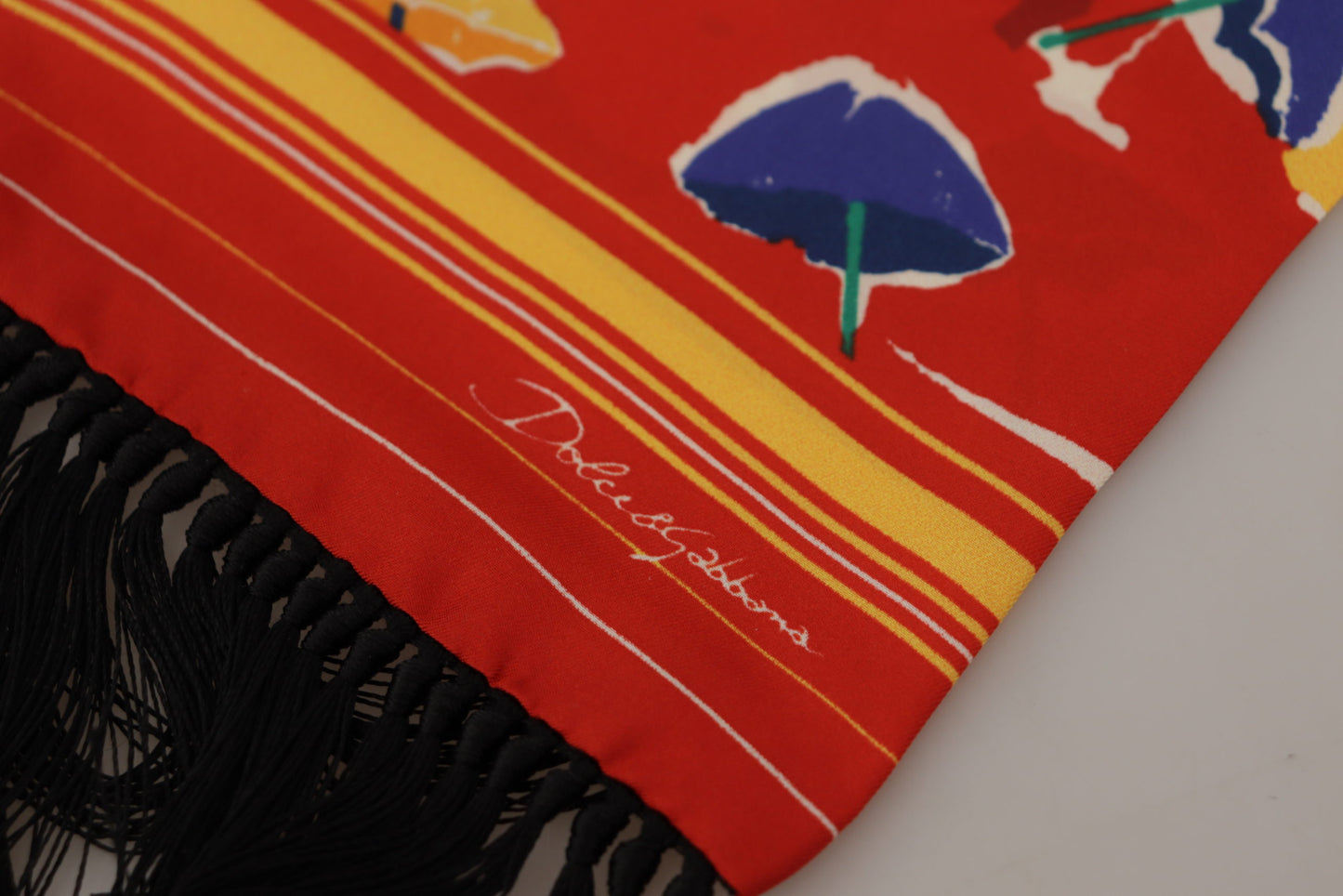 Dolce & Gabbana Multicolor DG Umbrellas Print Shawl Fringe Scarf - DEA STILOSA MILANO