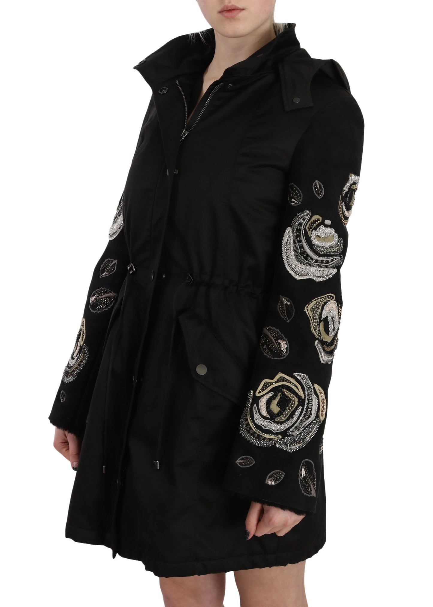John Richmond Floral Sequined Beaded Hooded Jacket Coat - DEA STILOSA MILANO