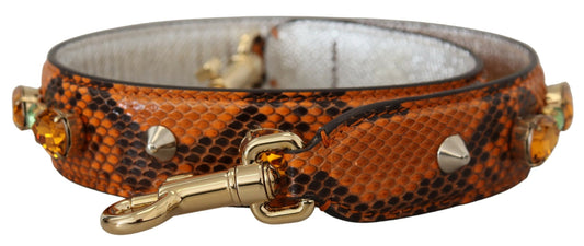 Dolce & Gabbana Orange Crystals Leather Bag Accessory Shoulder Strap - DEA STILOSA MILANO