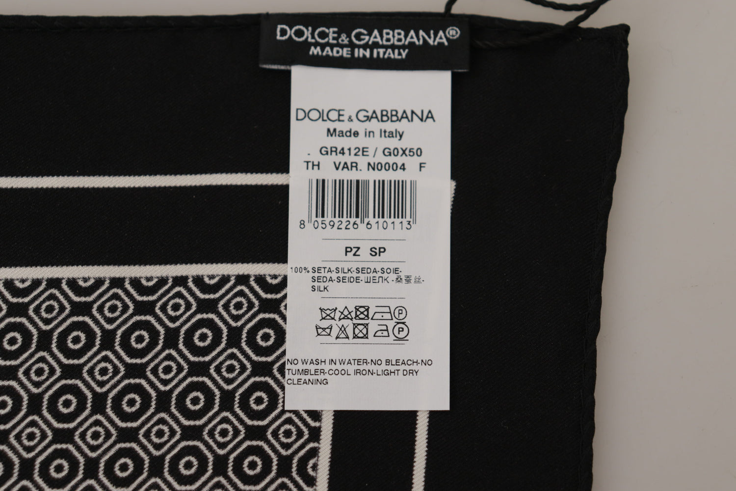 Dolce & Gabbana Black Geometric Patterned Square Handkerchief Scarf - DEA STILOSA MILANO