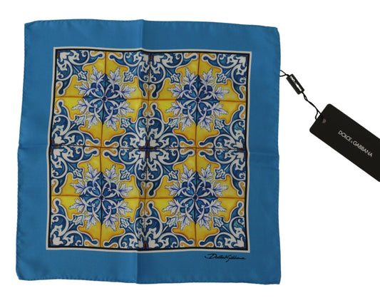 Dolce & Gabbana Blue Majolica Pattern Square Handkerchief Scarf - DEA STILOSA MILANO