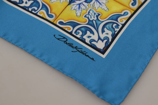 Dolce & Gabbana Blue Majolica Pattern Square Handkerchief Scarf - DEA STILOSA MILANO