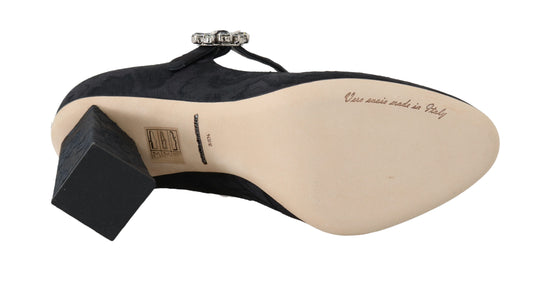 Dolce & Gabbana Black Brocade High Heels Mary Janes Shoes - DEA STILOSA MILANO