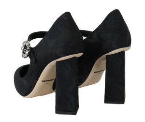 Dolce & Gabbana Black Brocade High Heels Mary Janes Shoes - DEA STILOSA MILANO