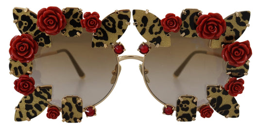 Dolce & Gabbana Gold Metal Frame Roses Embellished DG2207B Sunglasses - DEA STILOSA MILANO
