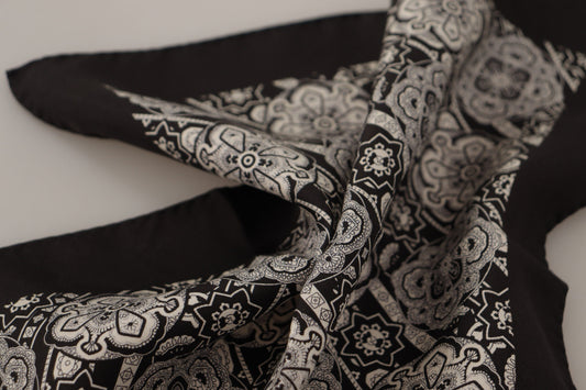 Dolce & Gabbana Black Patterned DG Printed Square Handkerchief Scarf - DEA STILOSA MILANO