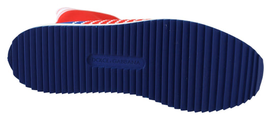 Dolce & Gabbana Blue Red Sorrento Logo Sneakers Socks Shoes - DEA STILOSA MILANO