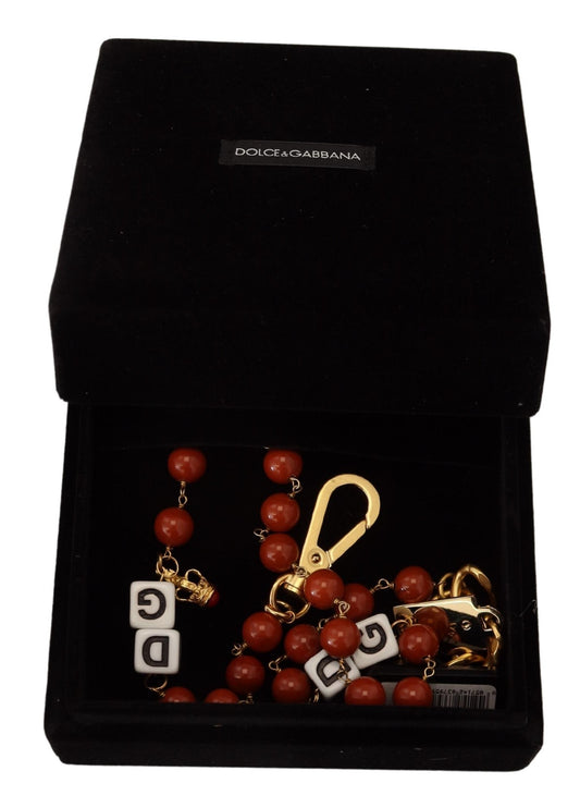 Dolce & Gabbana Gold Brass Pearl Logo Lobster Statement Necklace - DEA STILOSA MILANO