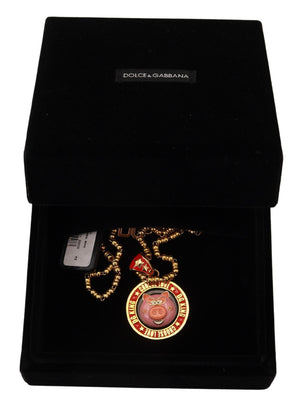 Dolce & Gabbana Gold Brass Chain SUPER PIG Pendant Logo Necklace - DEA STILOSA MILANO